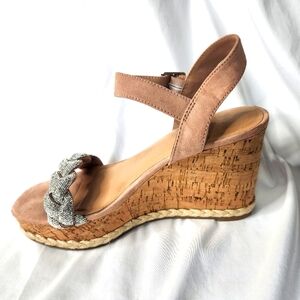 Madden NYC Elegant Women's Wedge Sandals in Tan and Silver